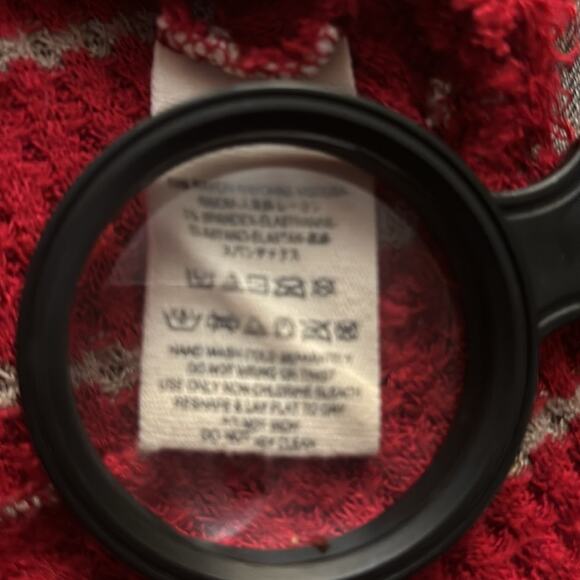 Free People Waffle Knit High Low Oversized S Red/Beige Nautical Cherry Girl Boho - Picture 12 of 12